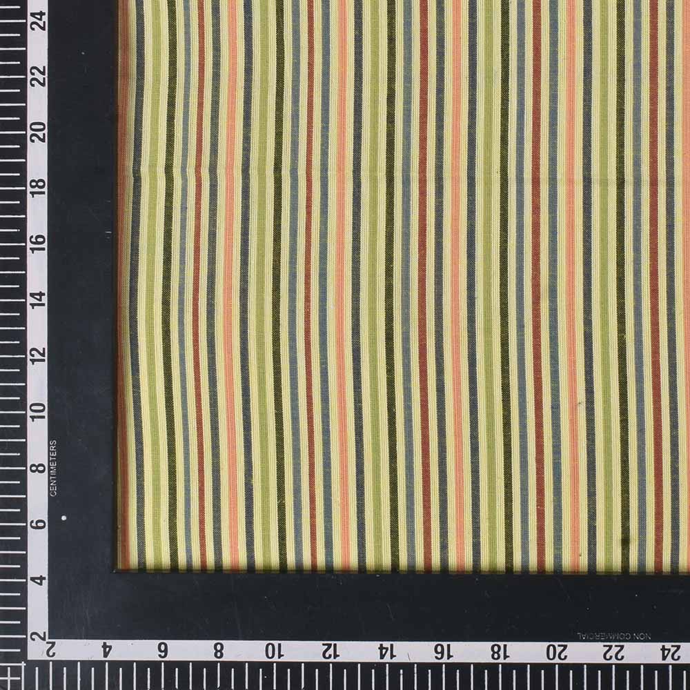 STRIPE MULTICOLOR PURE COTTON 85 GSM HANDWOVEN FABRIC