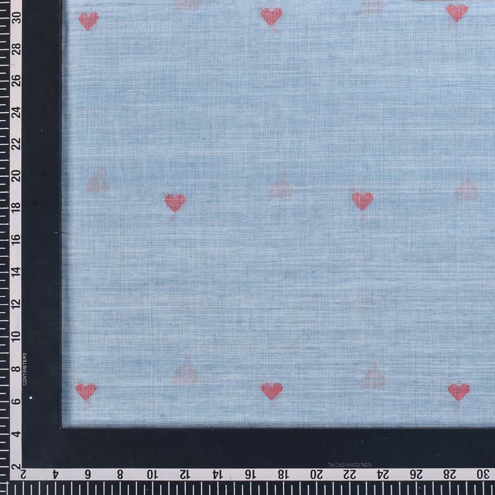Detailed view of Jamdani fabric with a geometric pattern