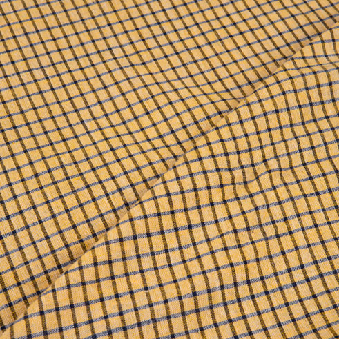 CHECK YELLOW PURE COTTON 98 GSM HANDWOVEN FABRIC