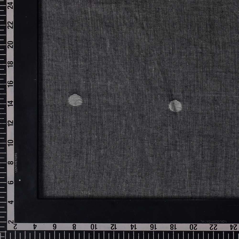 POLKA DOT GREY JAMDANI PURE COTTON 58 SM HANDWOVEN FABRIC