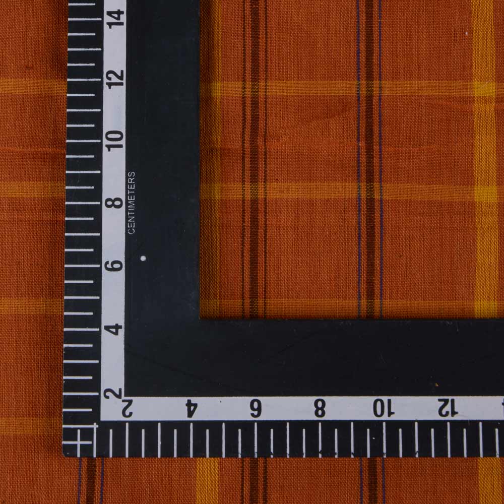 CHECK MUSTARD PURE COTTON 107 GSM HANDWOVEN FABRIC