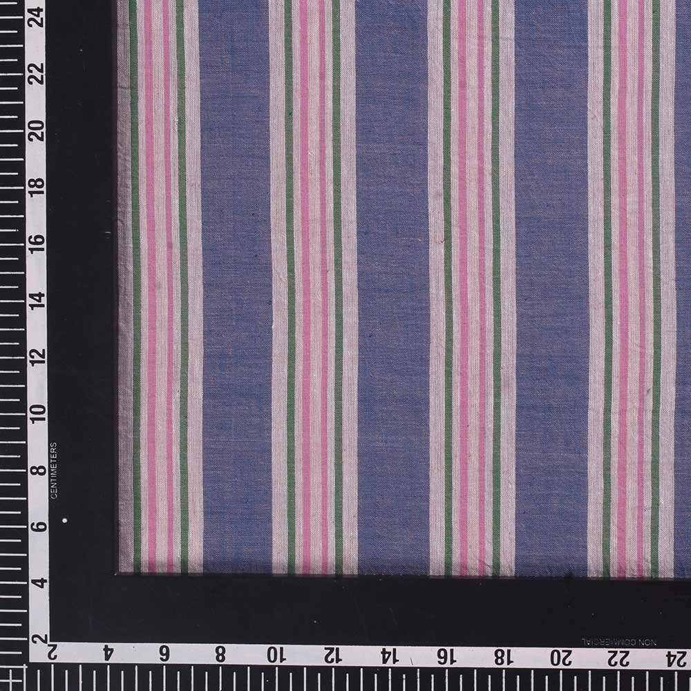 STRIPE MULTICOLOR PURE COTTON 70 GSM HANDWOVEN FABRIC