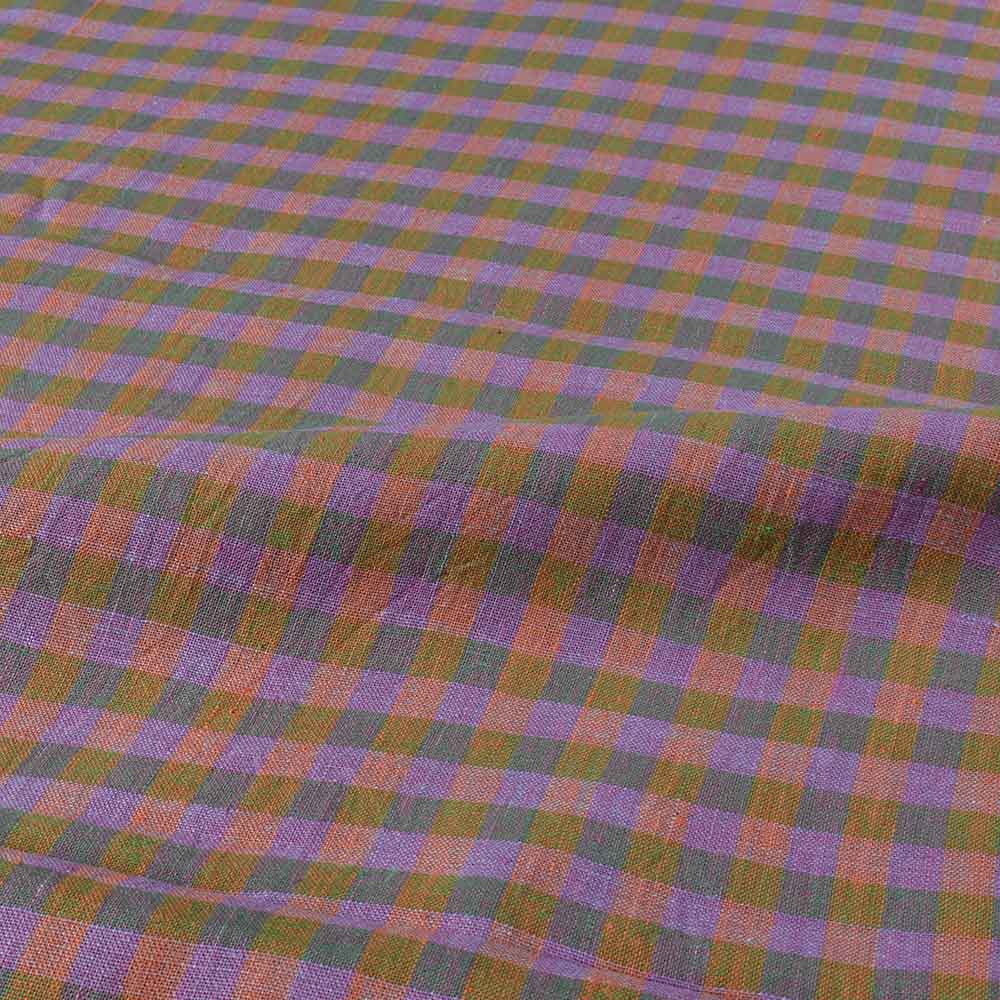 CHECK CROSS COLOR PURE KHADI 127 GSM HANDWOVEN FABRIC