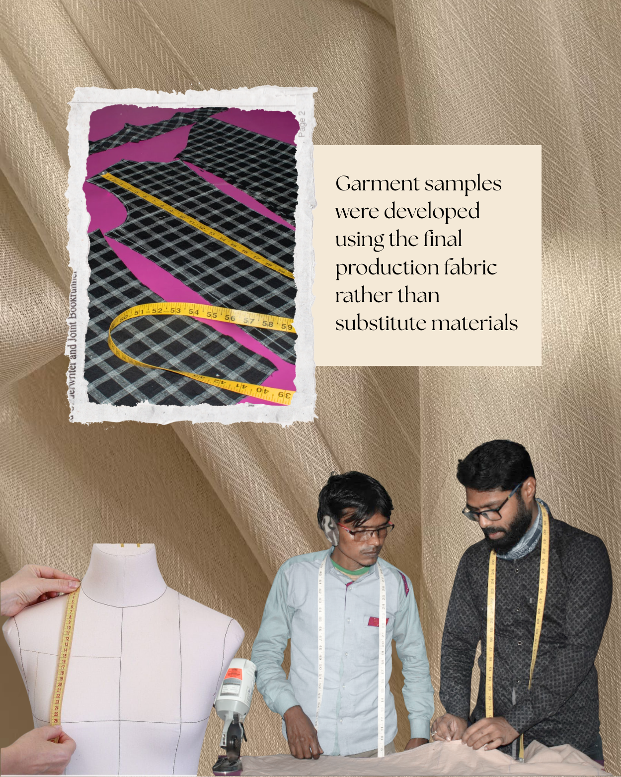 End-to-end garment production process showing fabric washing, inspection, cutting, embroidery, stitching, in-line quality checks, and final measurement during small-batch apparel manufacturing.