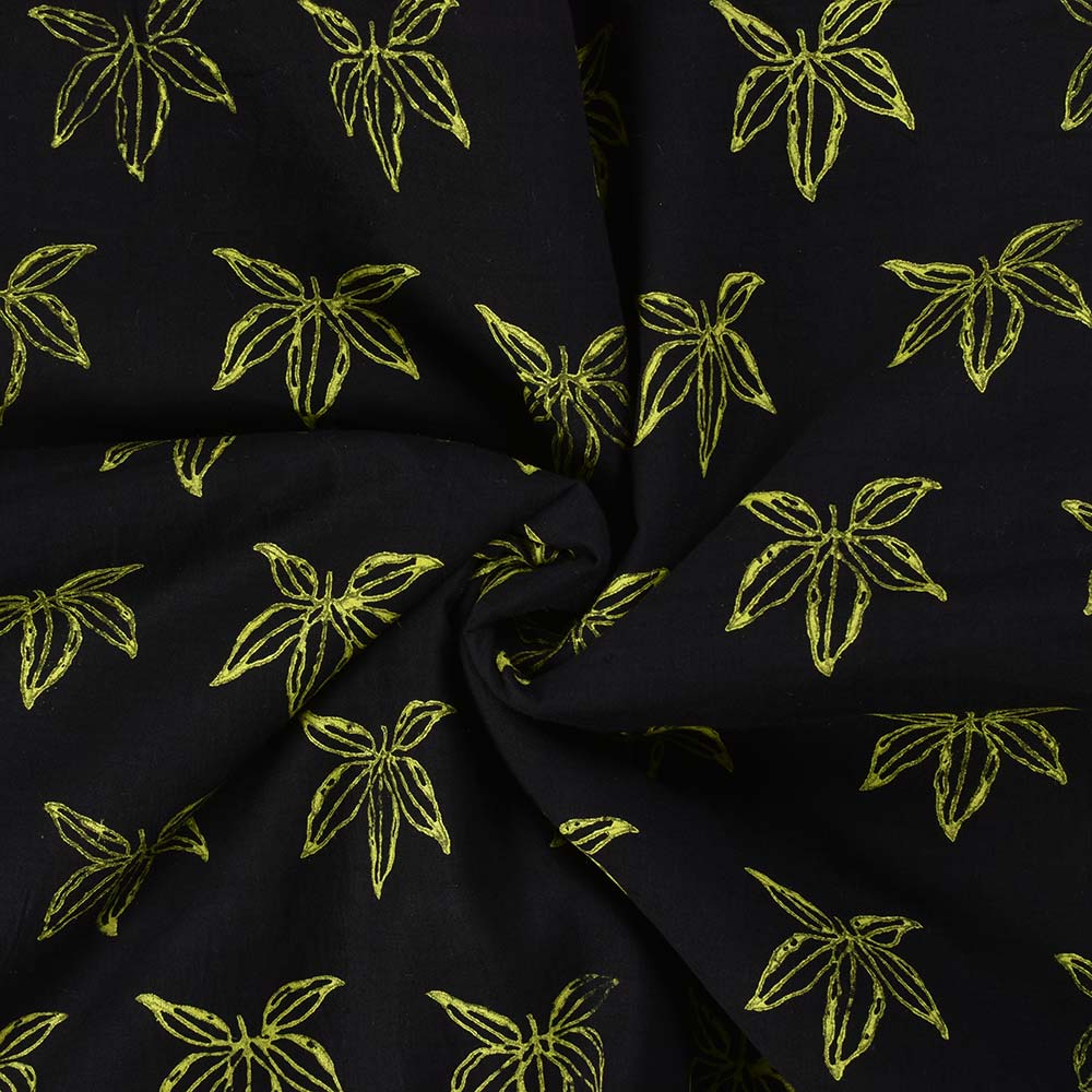 Abstract Black Block Printed Pure Cotton 65 GSM Handwoven Fabric 37