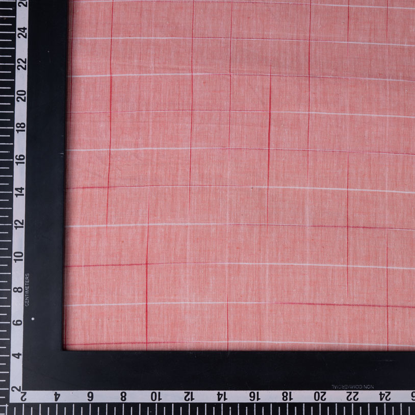CHECK PINK YARN TIE DYE 66 GSM PURE COTTON FABRIC