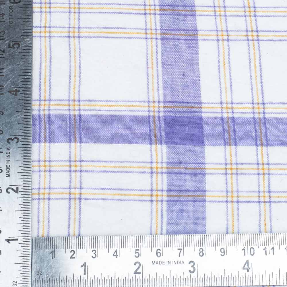 CHECK PURPLE & WHITE PURE COTTON 90 GSM HANDWOVEN FABRIC
