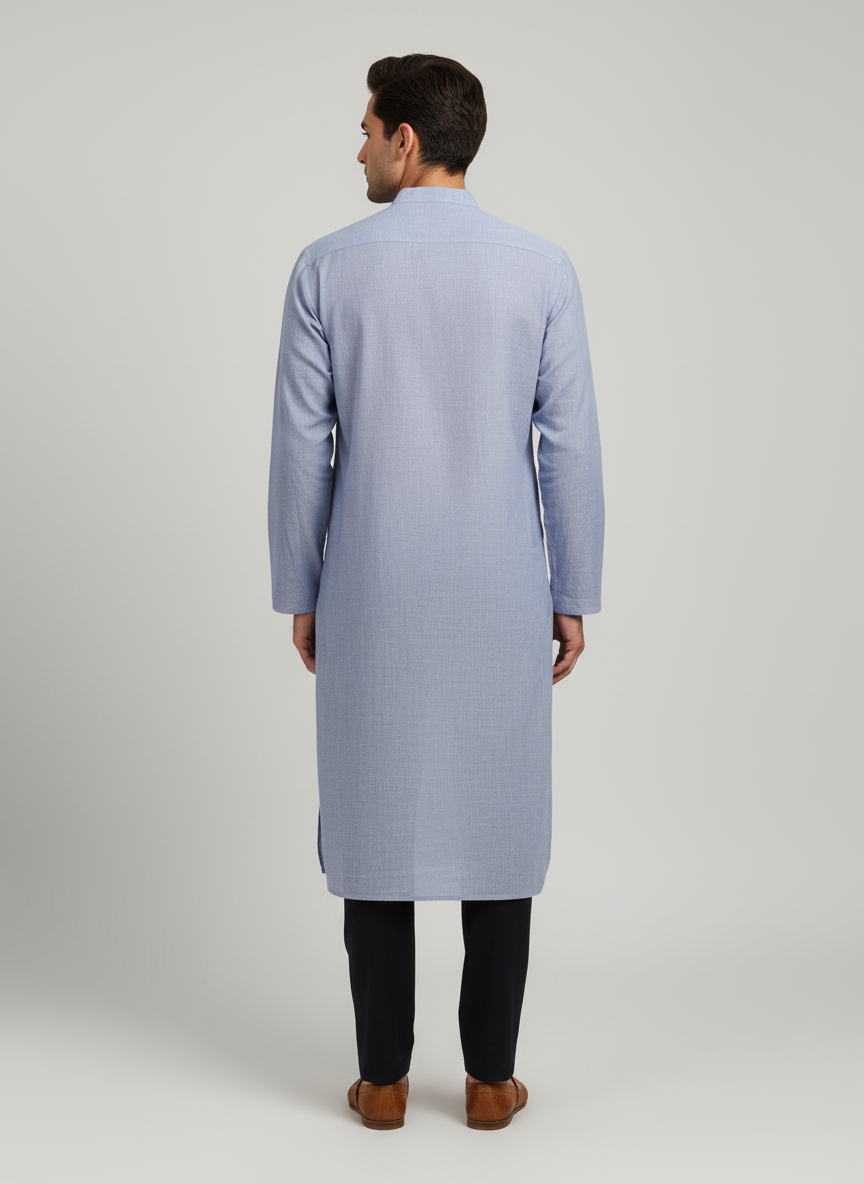 Plain Mandarin Collared Kurta - Full Sleeves