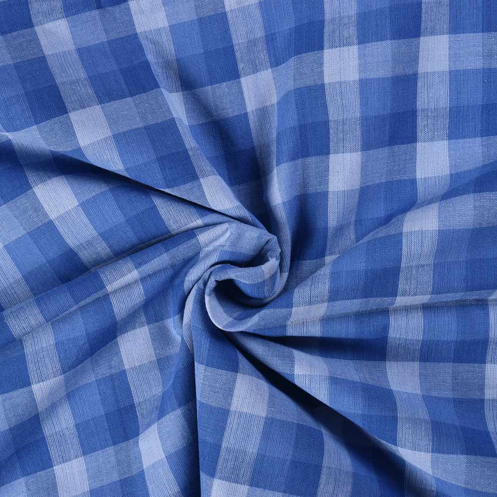 Check Blue Pure Cotton 92 GSM Handwoven Fabric 426