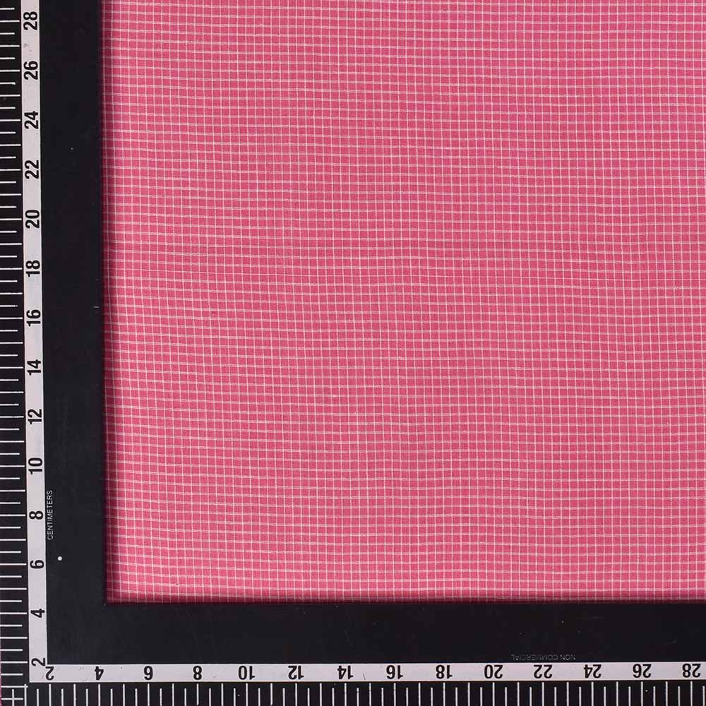 CHECK PINK WHITE PURE COTTON 82 GSM HANDWOVEN FABRIC