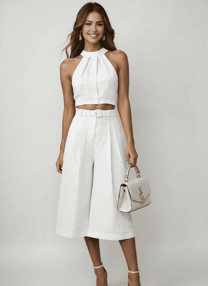 Halter Neck Pleated Co-ord Set