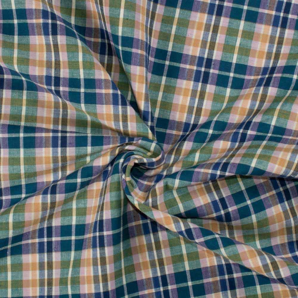 Check Multicolor Pure Cotton 95 GSM Handwoven Fabric 704