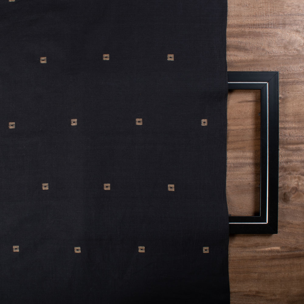 GEOMETRIC BLACK JAMDANI SILK COTTON BLEND 43 GSM FABRIC