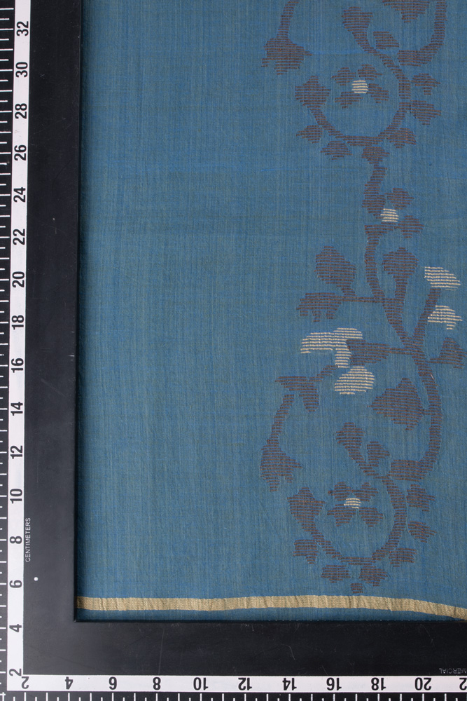 FLORAL BLUE JAMDANI PURE COTTON HANDWOVEN SCARF