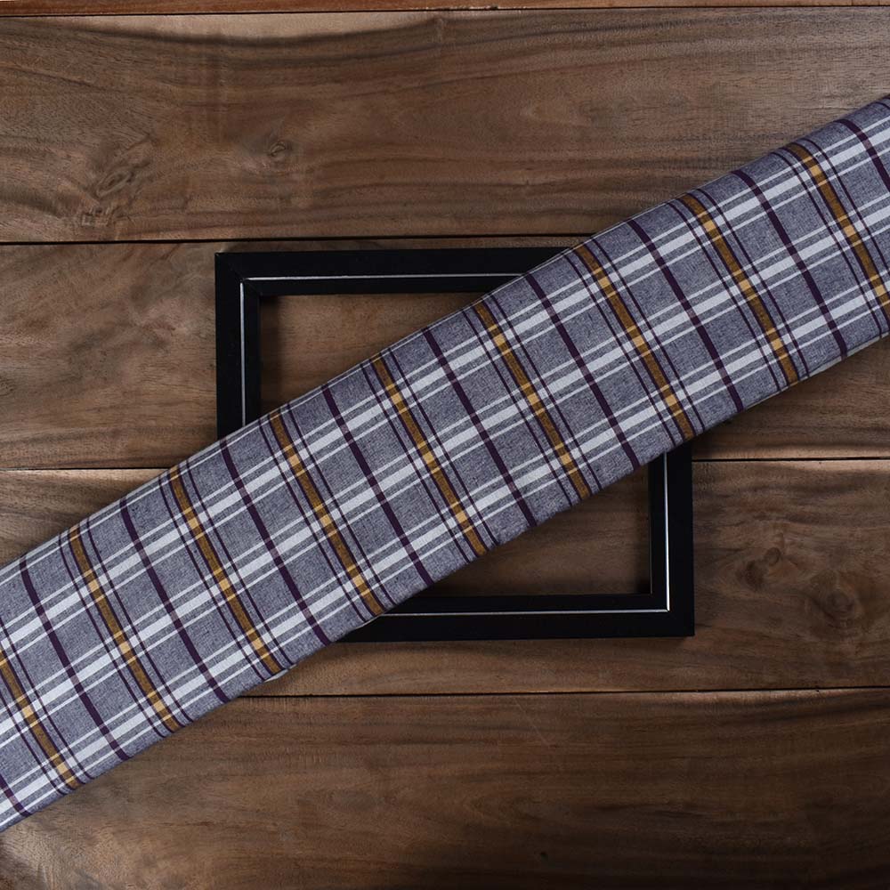 Check Multicolor Pure Cotton 98 GSM Handwoven Fabric 523