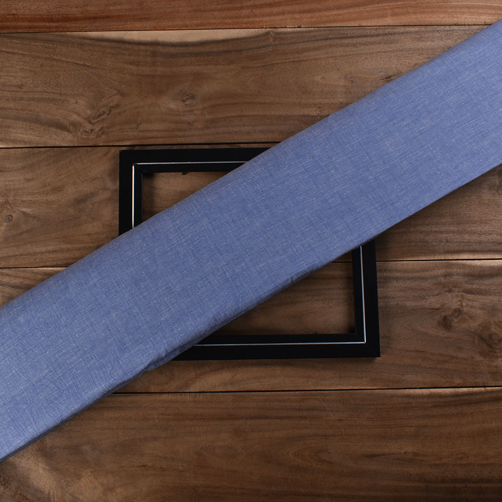 Chambray Blue Khadi Cotton 92 GSM Handwoven Fabric As23