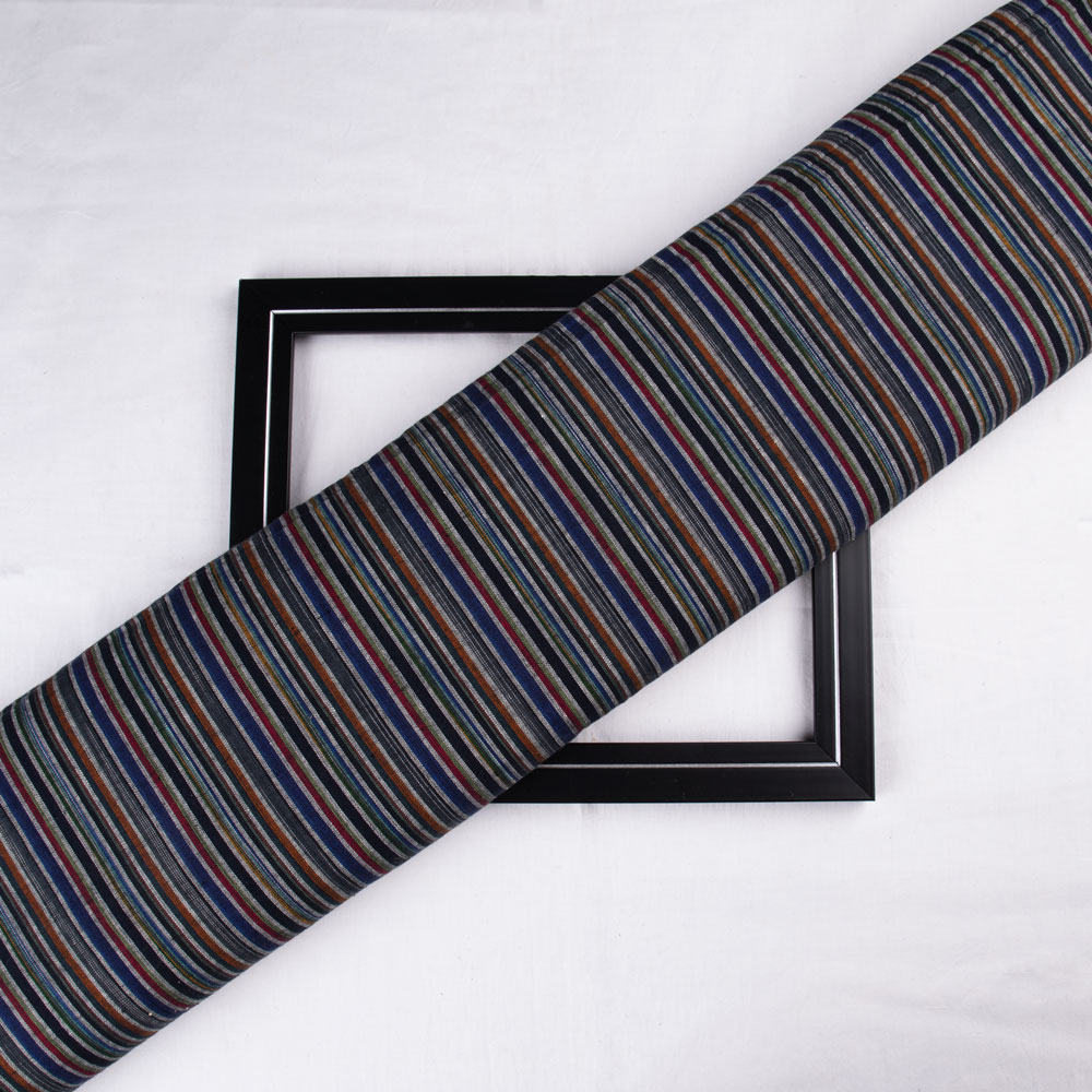 Stripe Multicolour Pure Cotton 93 GSM Handwoven Fabric