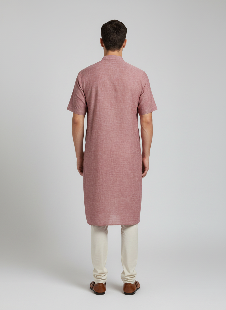 Plain Polo Sem Botao Collared Kurta With Half Sleeves - Thigh Length		