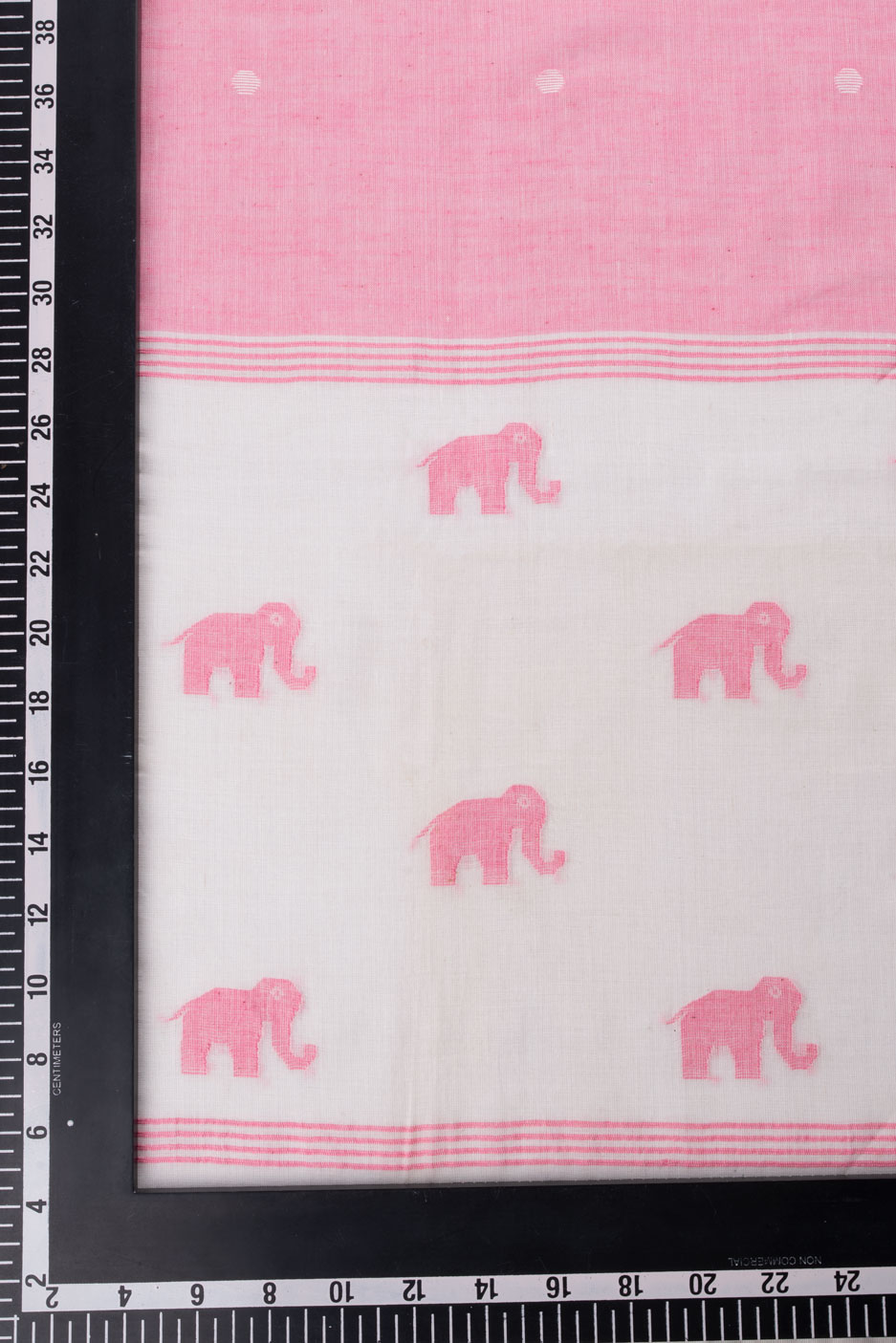 ELEPHANT WHITE & PINK JAMDANI HANDWOVEN COTTON SCARF