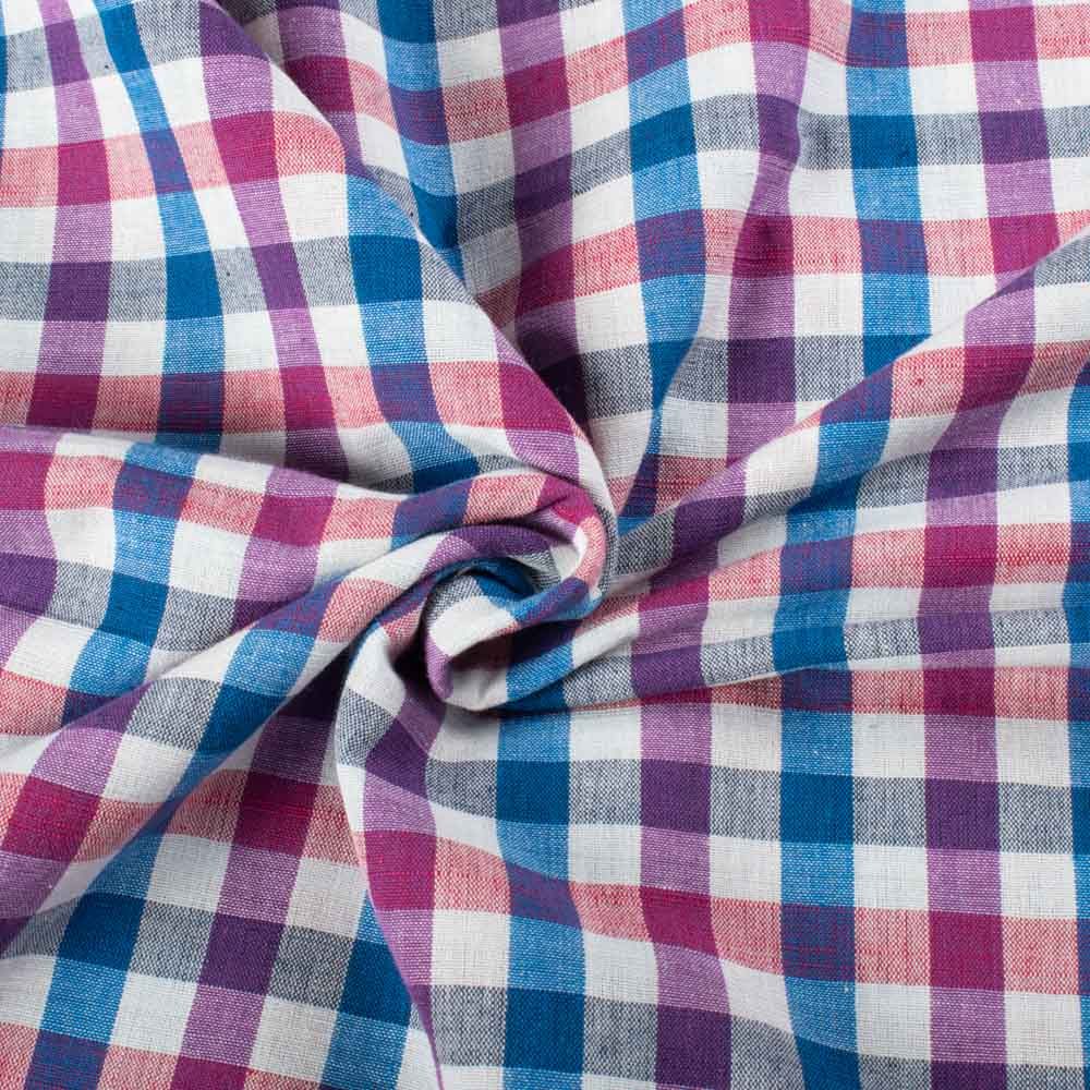 Check Multicolor 100 GSM Pure Cotton Handwoven Fabric 904