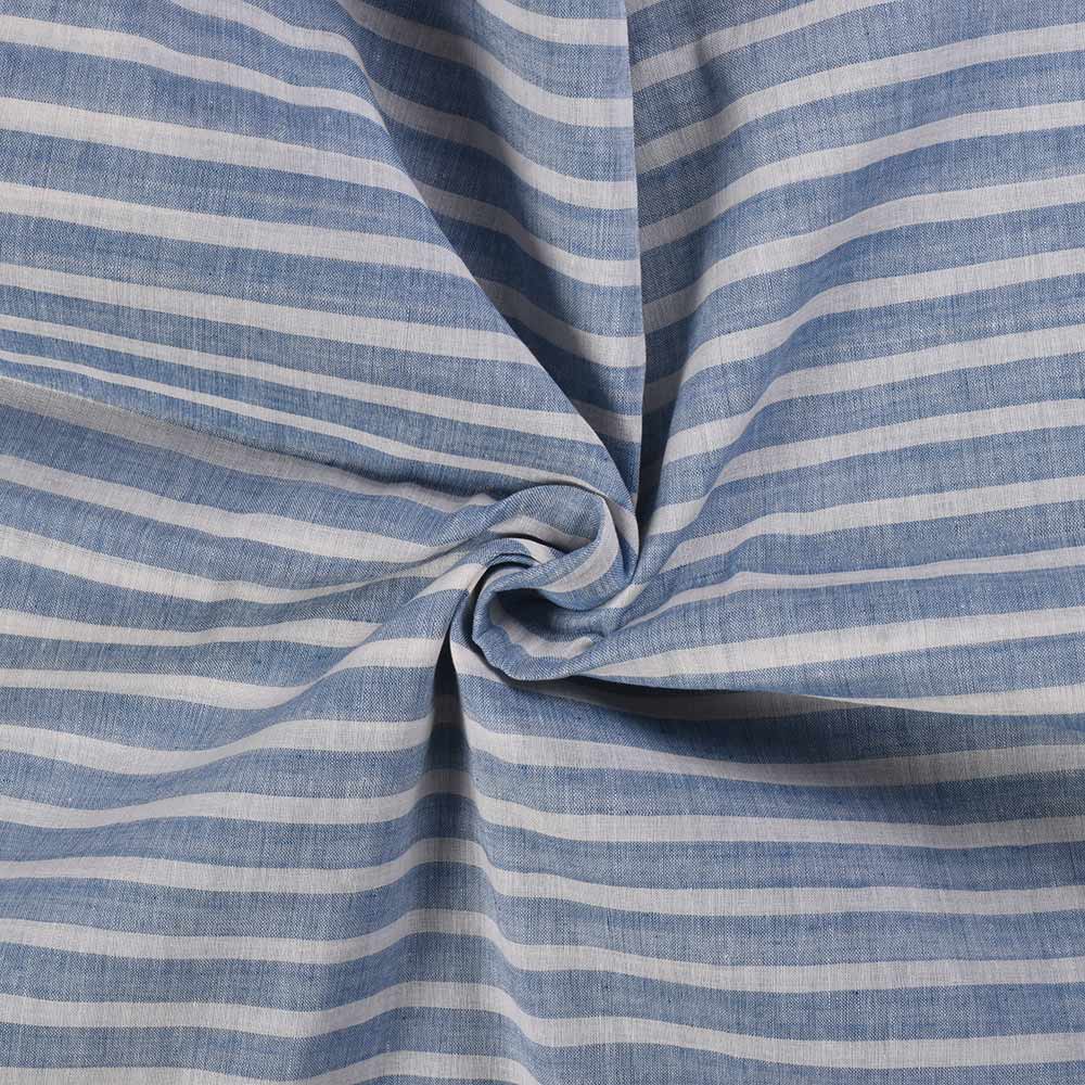 Stripe Blue & White Pure Cotton 58 GSM Handwoven Fabric