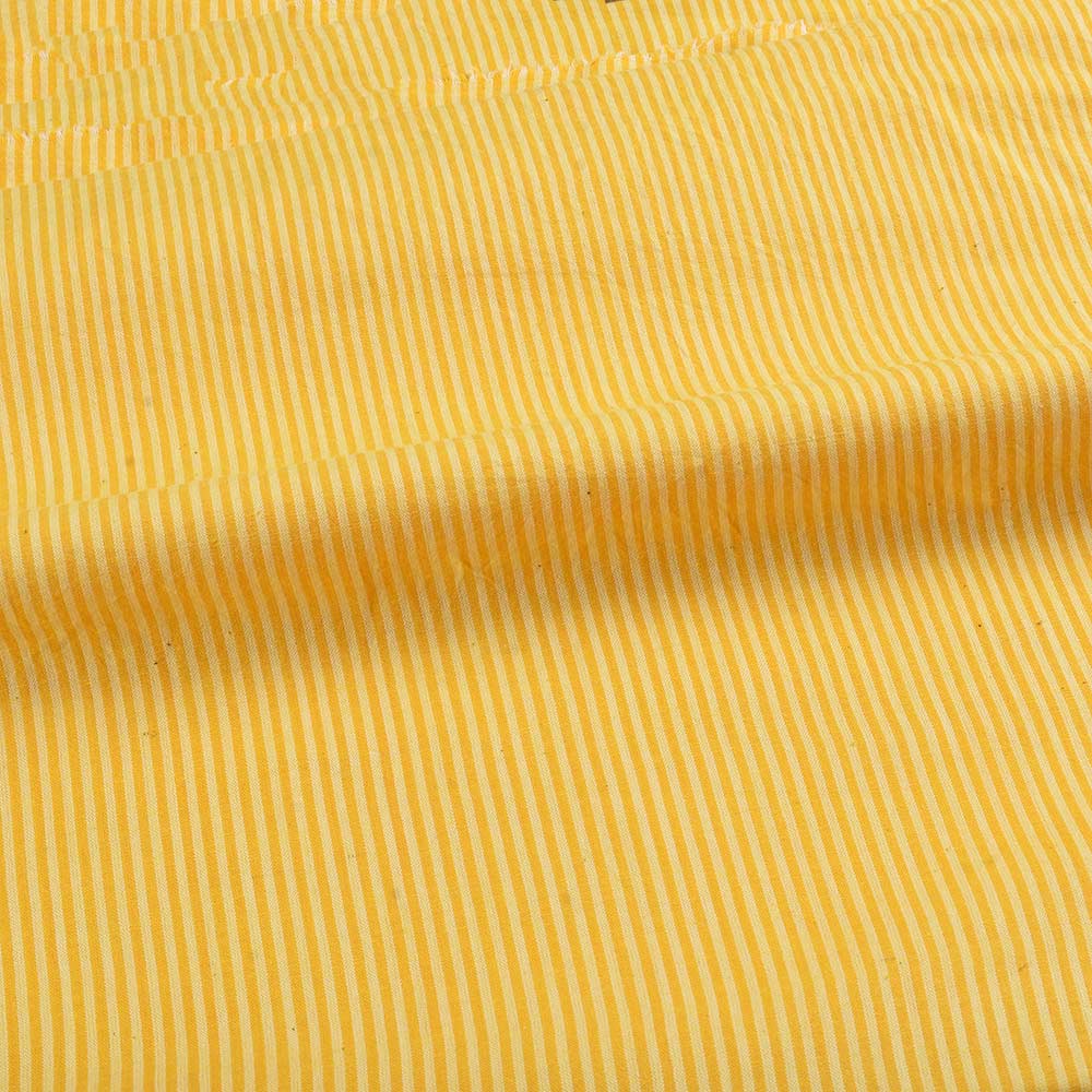 STRIPE CANARY YELLOW & WHITE PURE COTTON 69 GSM HANDWOVEN FABRIC