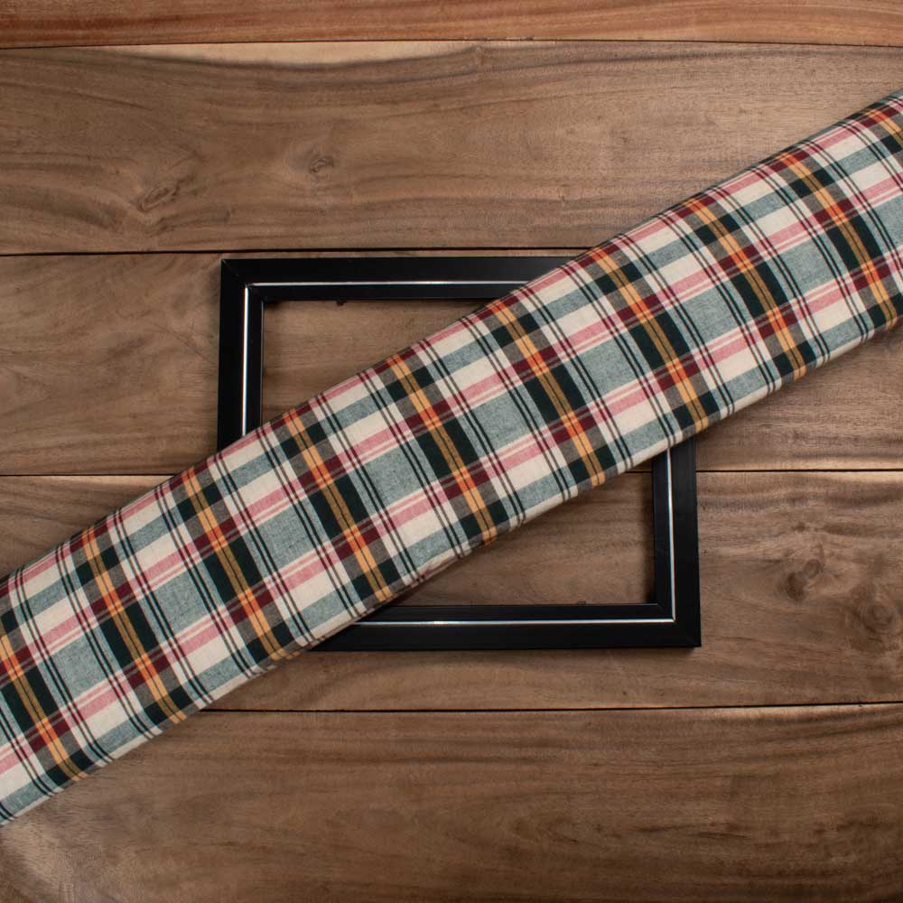 Check Multicolor Pure Cotton 100 GSM Handwoven Fabric 620
