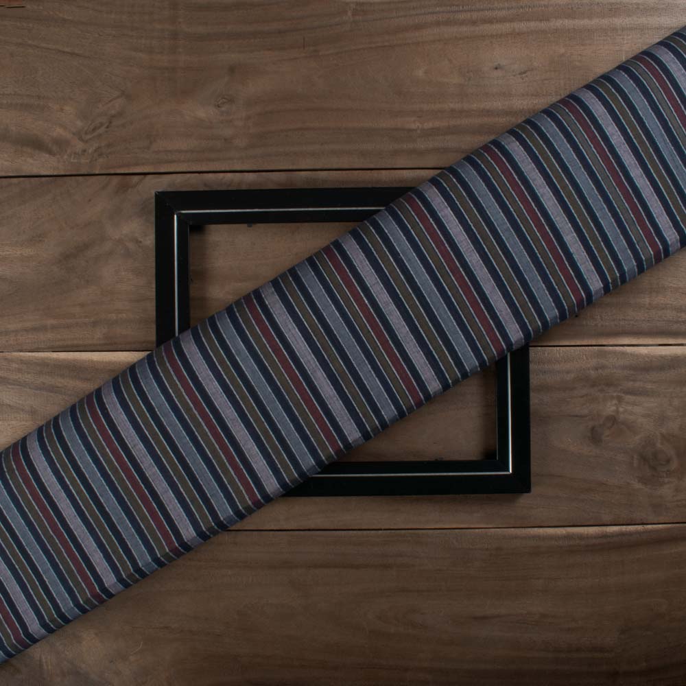 Multicolour Stripe Pure Cotton 60 GSM Handwoven Fabric 423