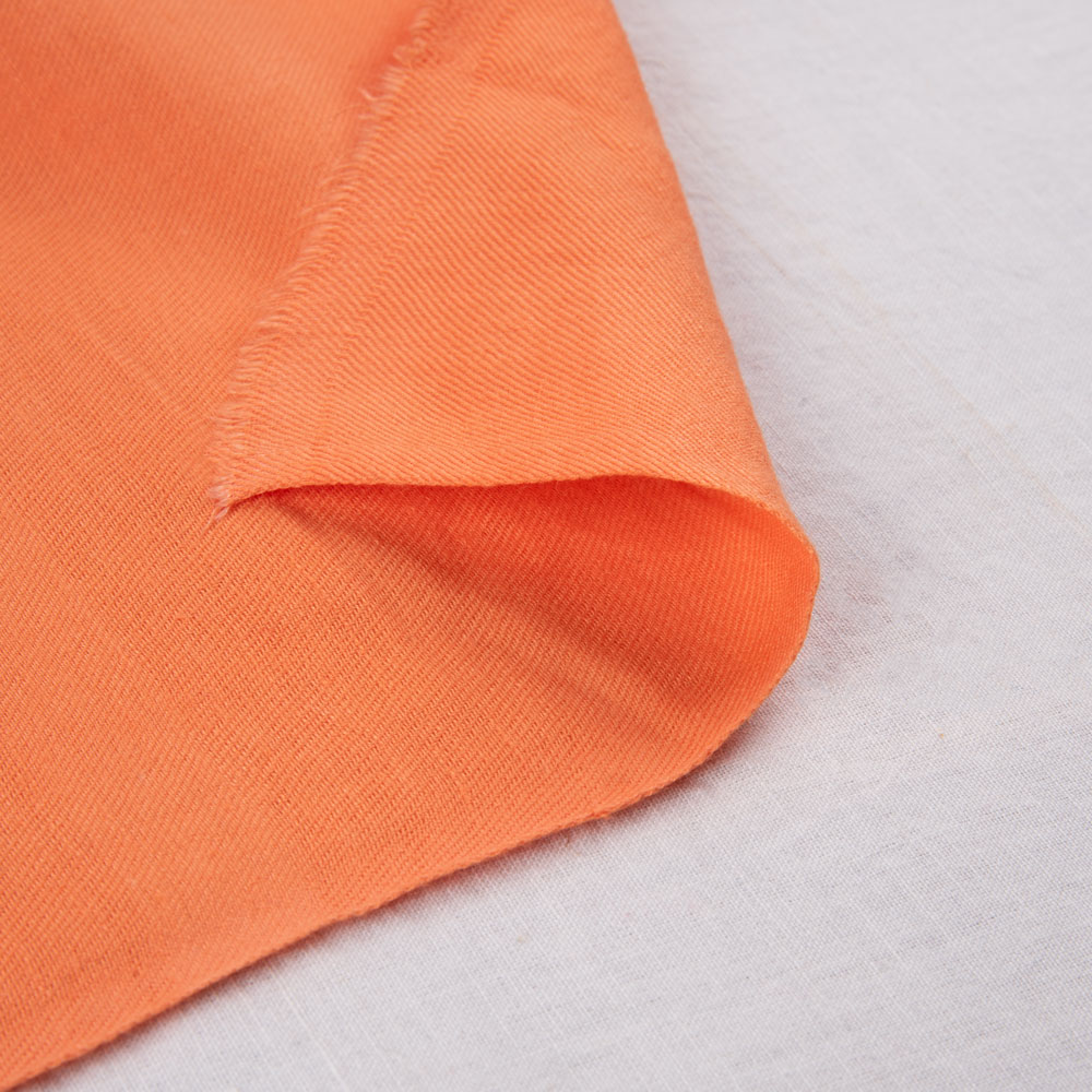 Solid Satin Twill Orange Pure Cotton 102 GSM Handwoven Fabric