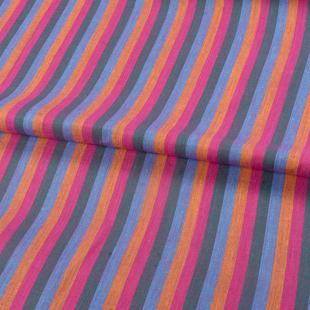 STRIPE MULTI COLOR PURE COTTON 80 GSM HANDWOVEN FABRIC 249