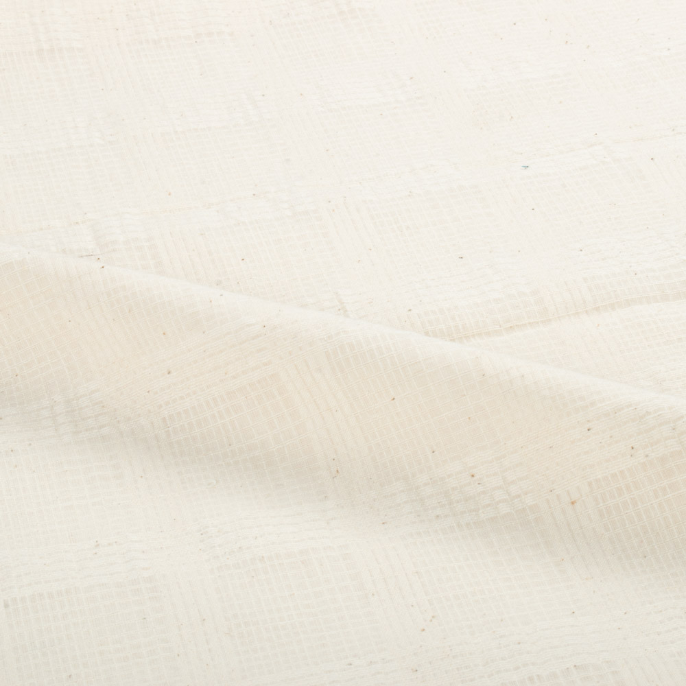 Cream Check Khadi Cotton 125 GSM Handwoven Fabric