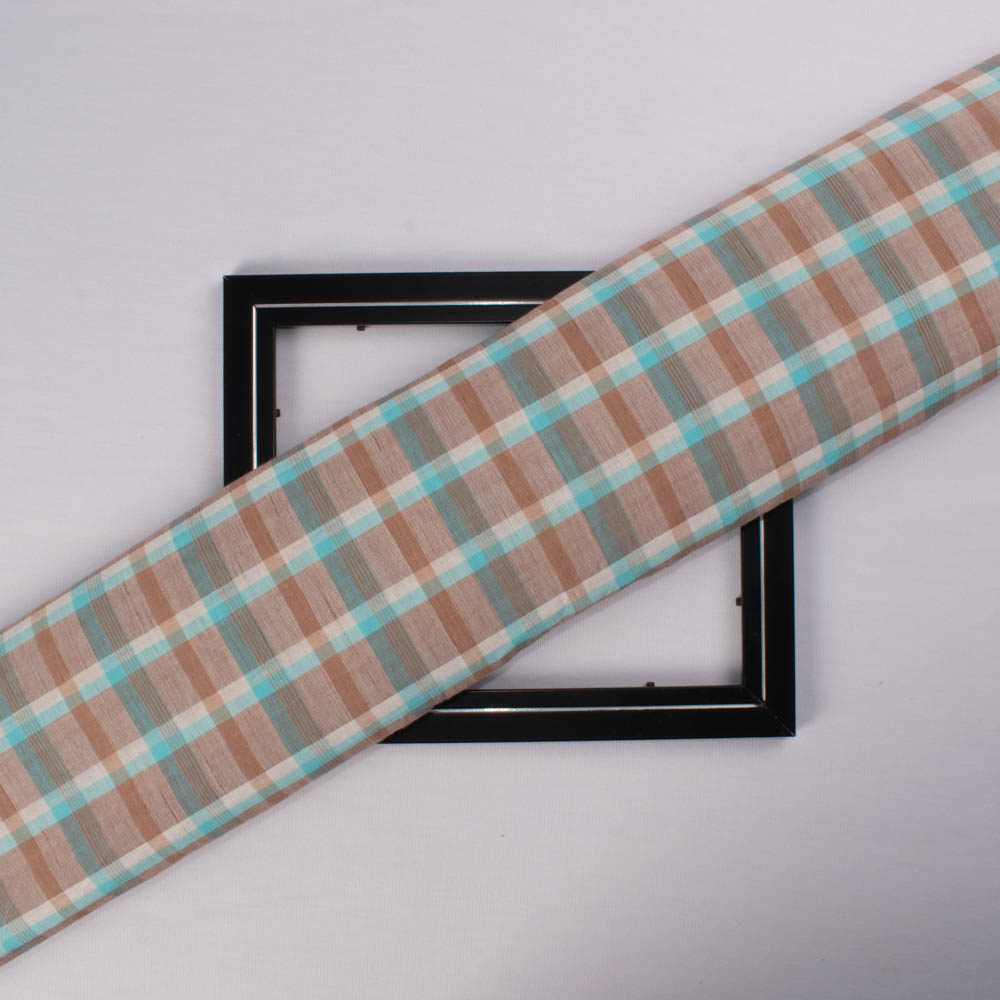 Check Multicolor Pure Cotton 100 GSM Handwoven Fabric 606