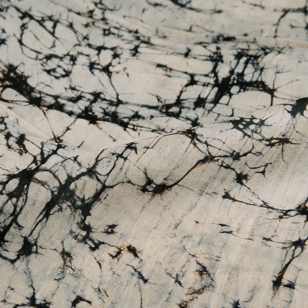 Abstract Black White Batik Mulberry Silk 