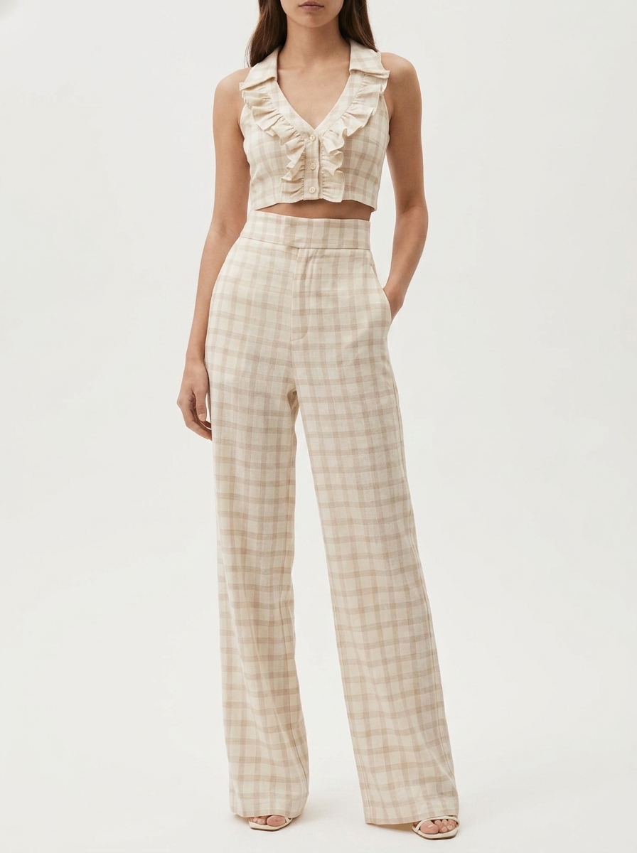 Ruffled Cropped Top & Full Bottoms Co-ord Set