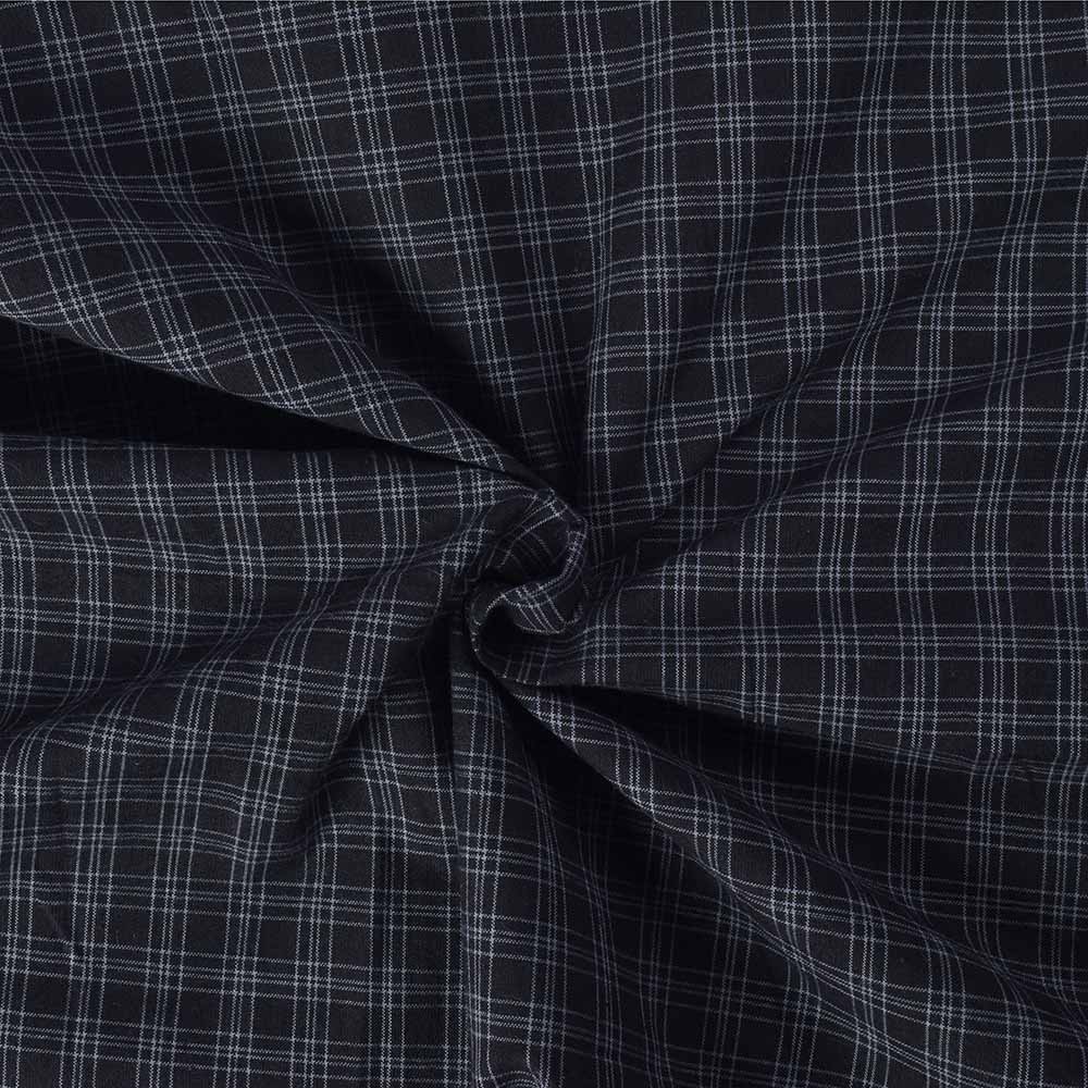 Check Black Grey Pure Cotton 125 GSM Handwoven Fabric
