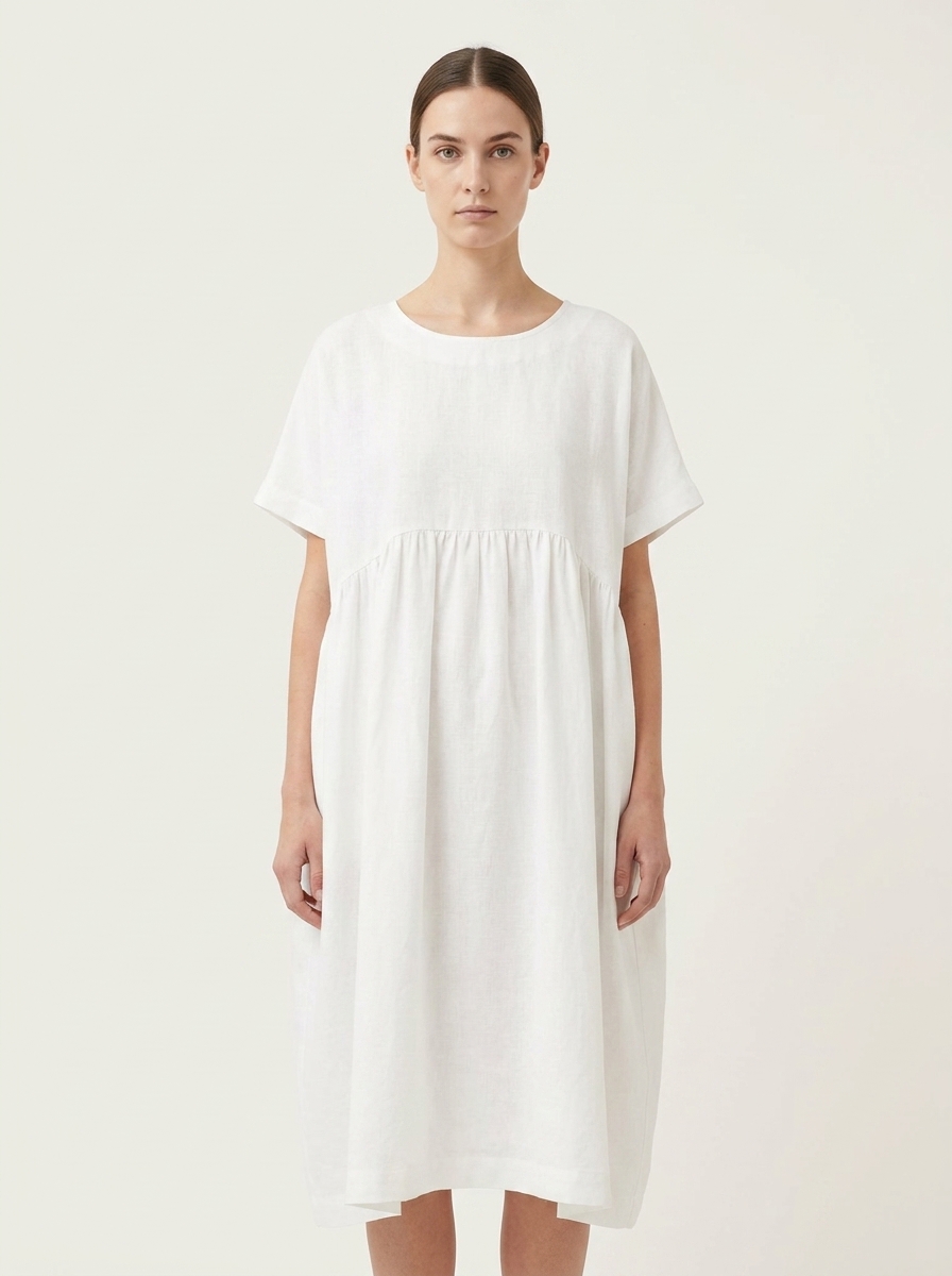 Dropped Shoulder Gathered Lose Dress