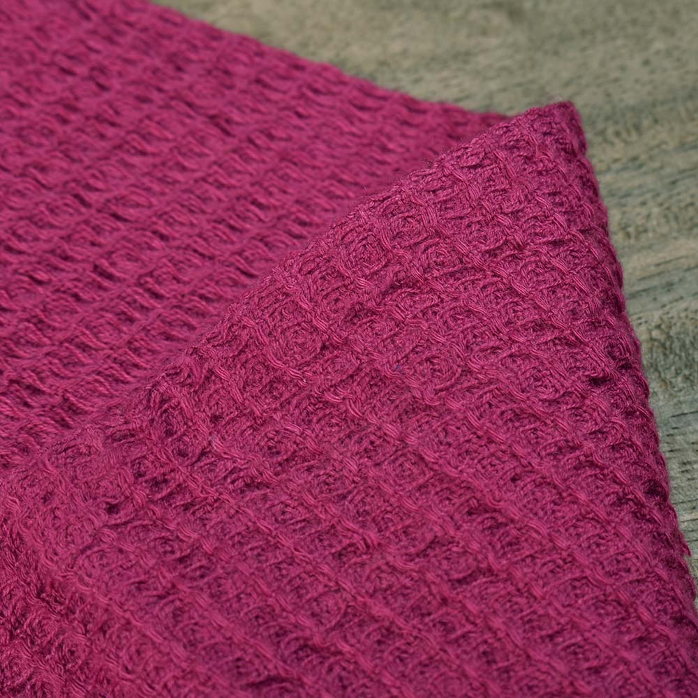 MAGENTA HONEYCOMB WEAVE PURE COTTON 122 GSM HANDWOVEN FABRIC