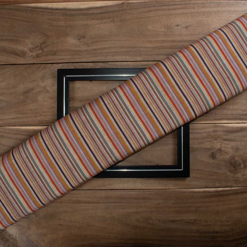 Stripe Multicolor Pure Cotton 95 GSM Handwoven Fabric 365