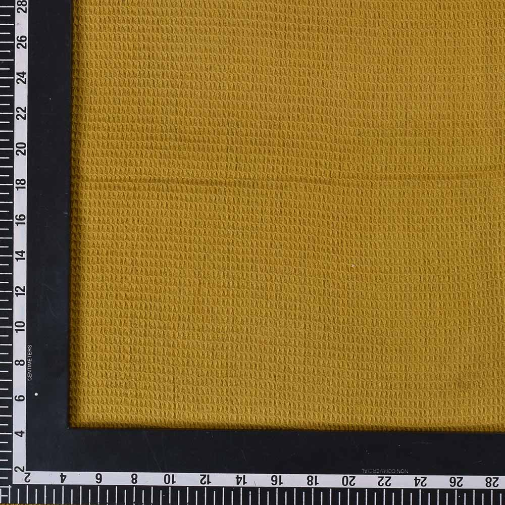 MUSTARD HONEYCOMB WEAVE PURE COTTON 122 GSM HANDWOVEN FABRIC