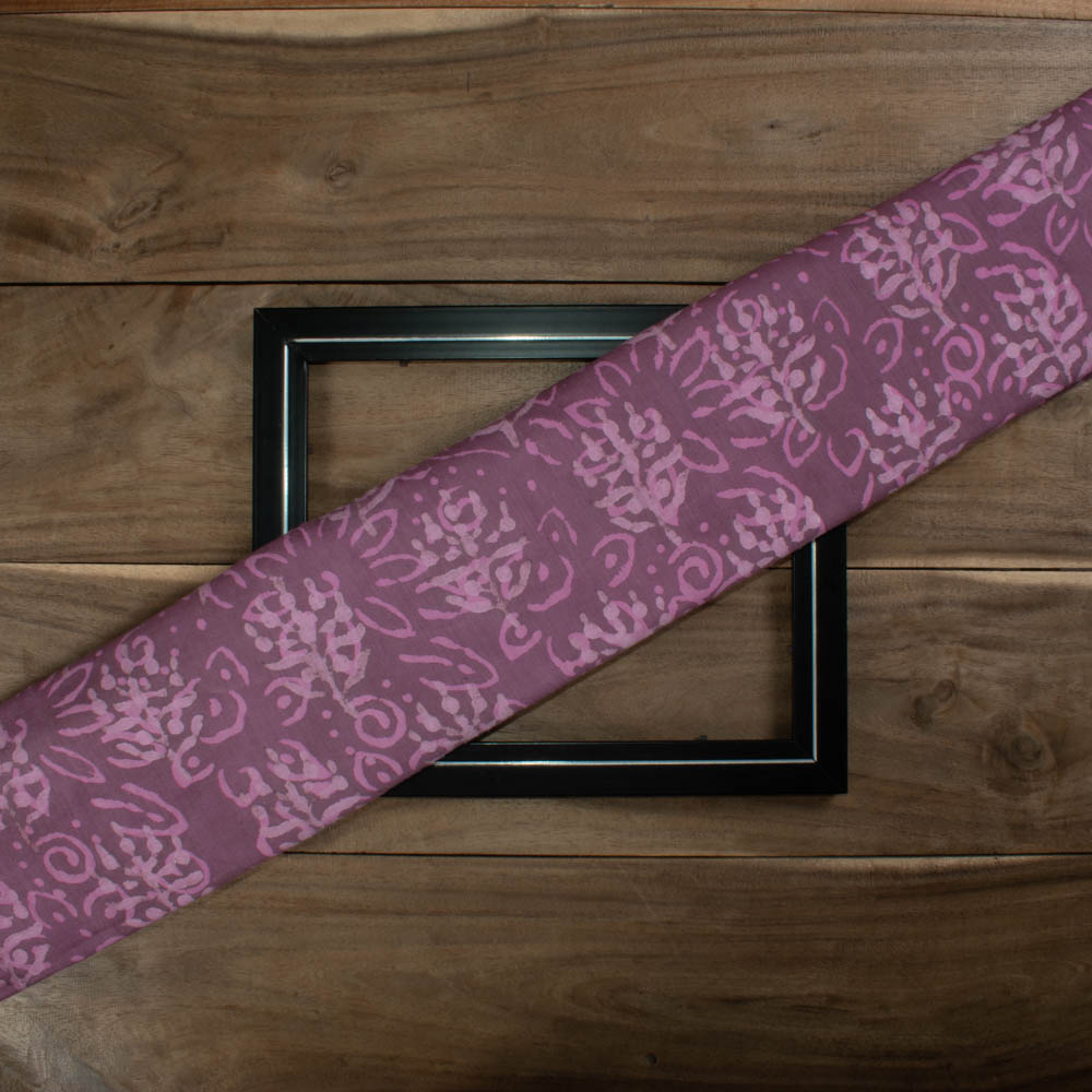 Natural Lac Dyed With Natural Pink White Block Print 103 GSM Pure Organic Khadi Handwoven fabric