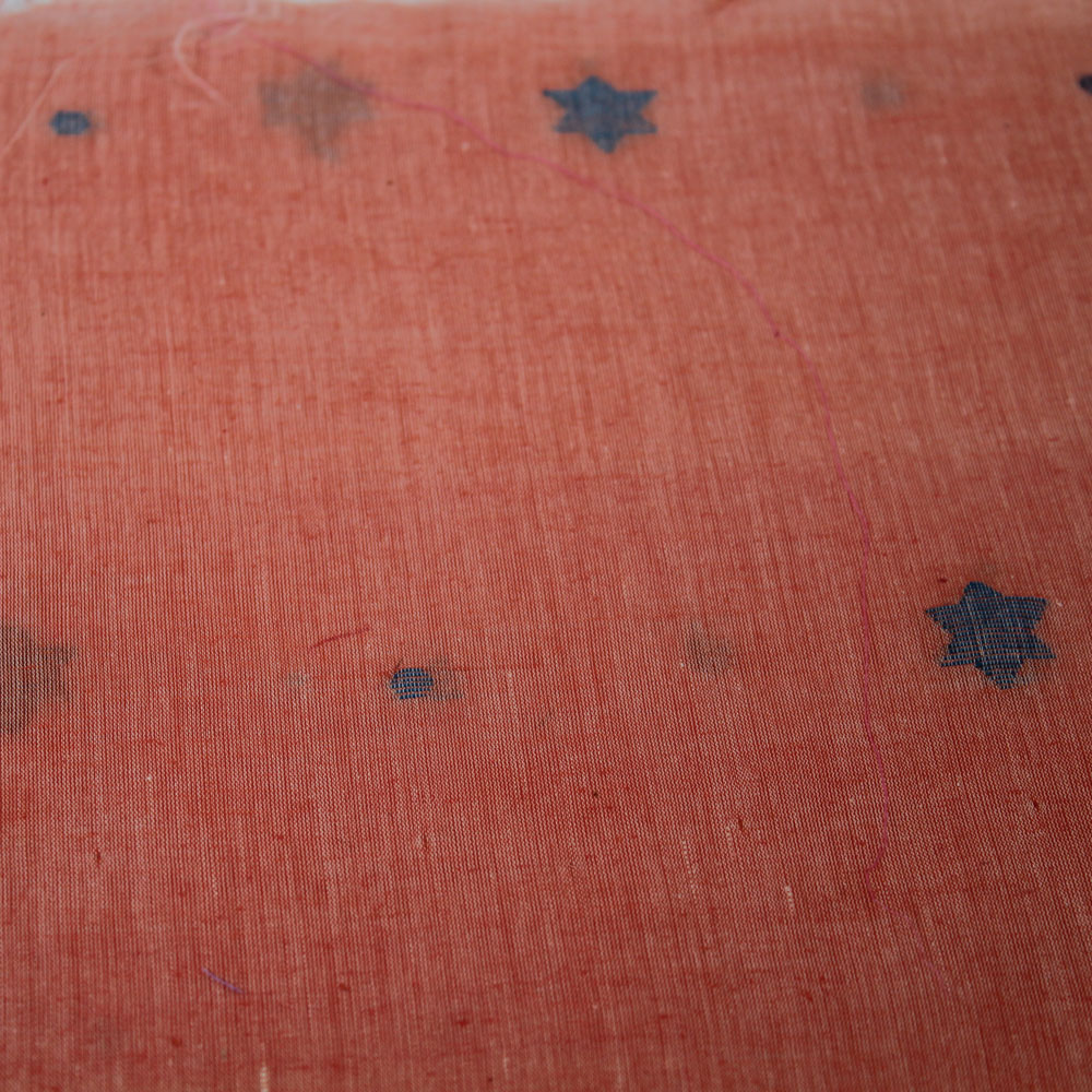 GEOMETRIC ORANGE JAMDANI PURE COTTON 55 GSM FABRIC