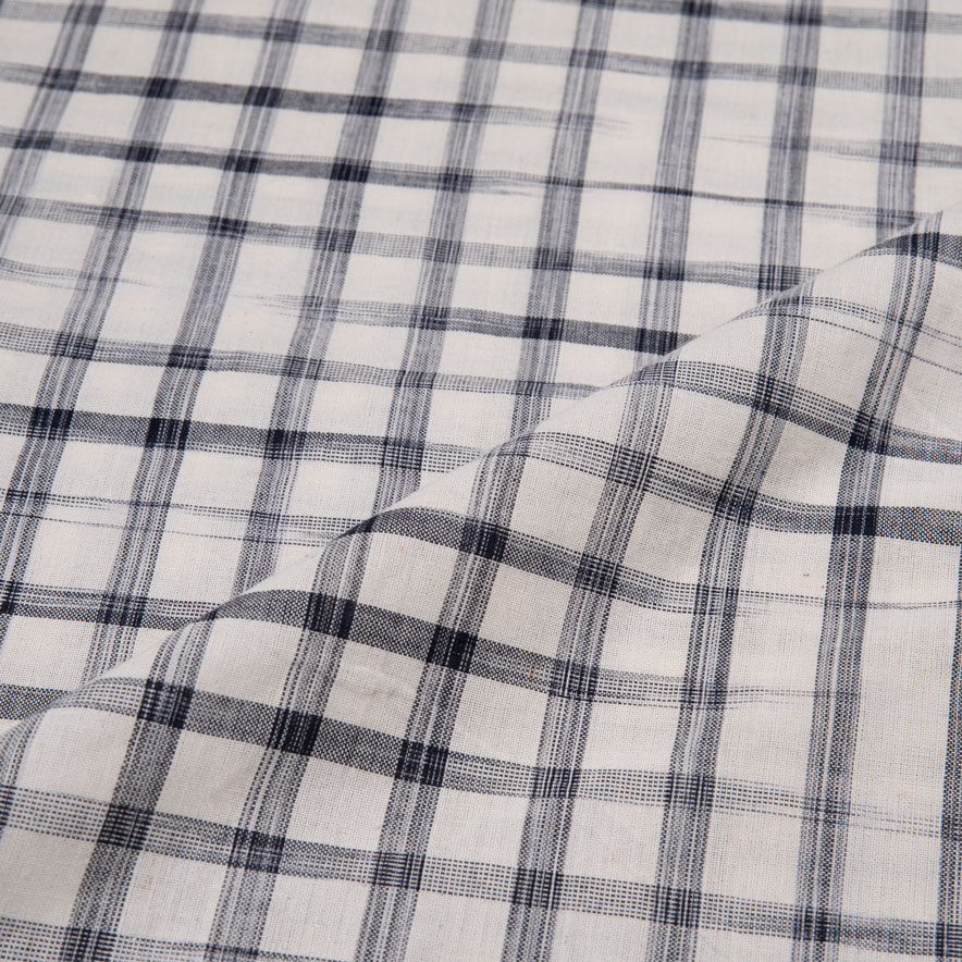 CHECK WHITE YARN TIE DYE 78 GSM COTTON FABRIC