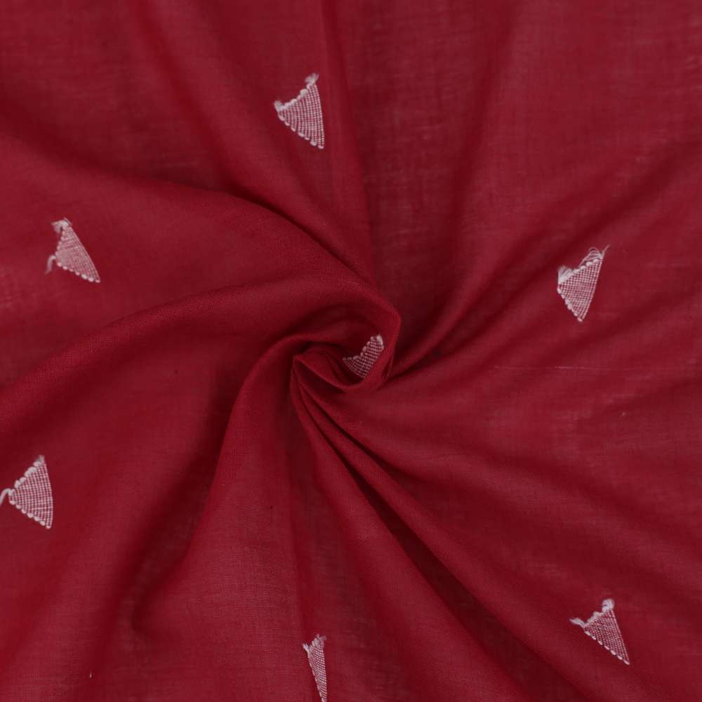 Geometric Red Jamdani Pure Cotton 55 GSM Fabric 71