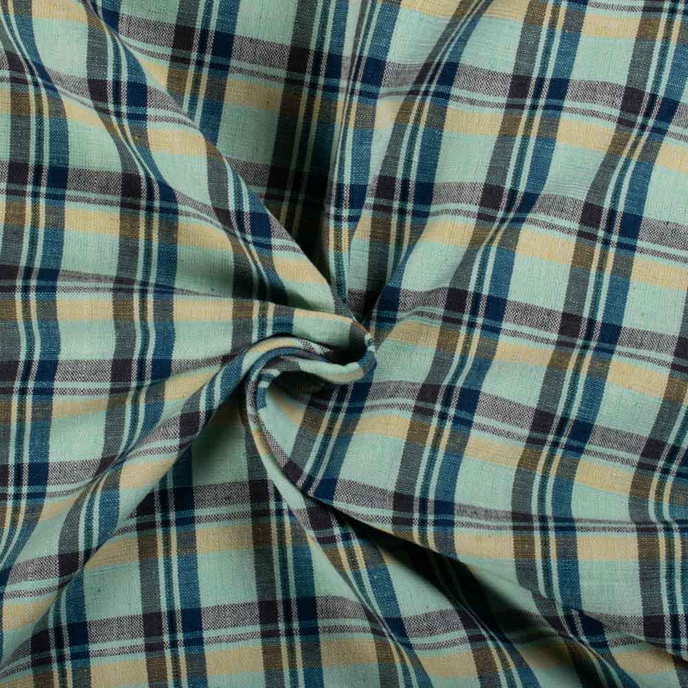 Check Multicolour Cotton Khadi 140 GSM Handwoven Fabric 754