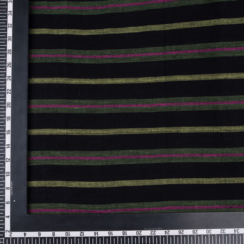STRIPE BLACK PURE COTTON 90 GSM HANDWOVEN FABRIC