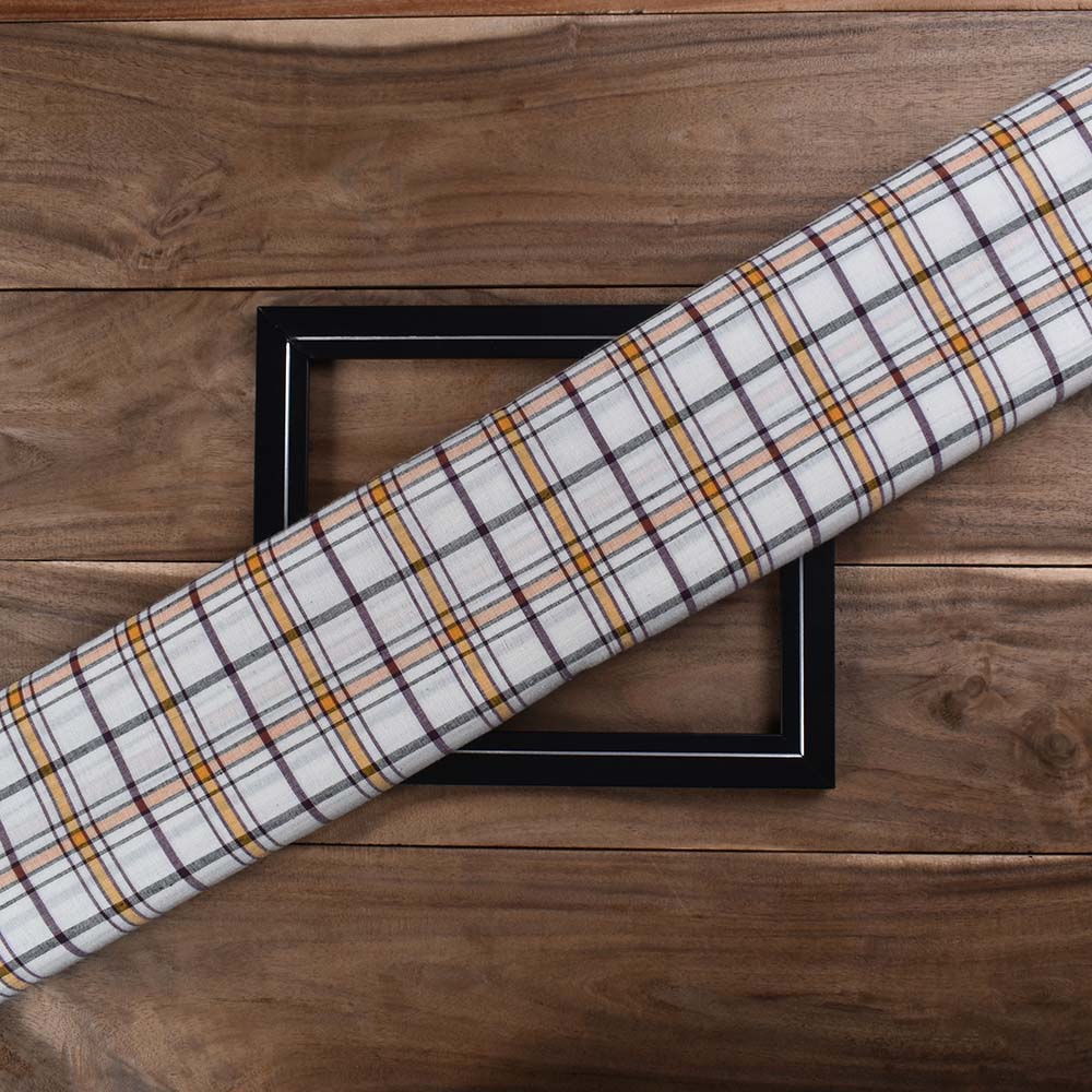 Check Multicolor Pure Cotton 95 GSM Handwoven Fabric 516