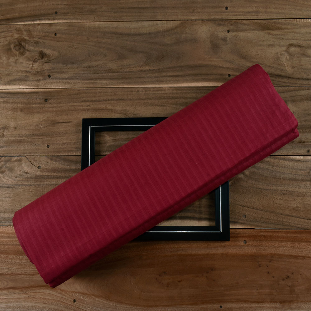 Stripe Maroon Pure Cotton 86 GSM Handwoven Fabric