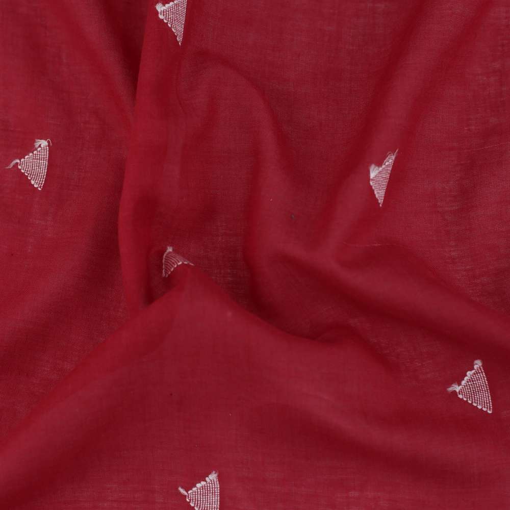 Geometric Red Jamdani Pure Cotton 55 GSM Fabric 71