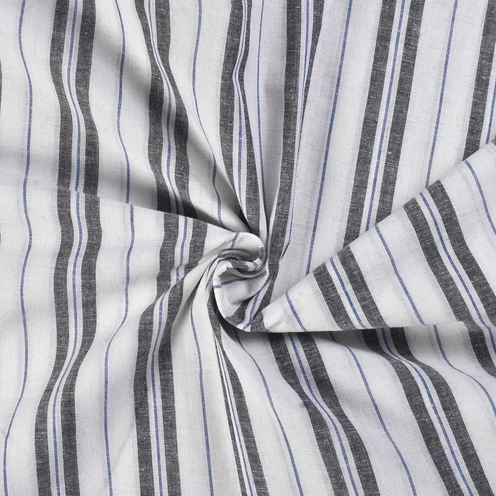 Stripe Black & White Pure Cotton 96 GSM Handwoven Fabric 265