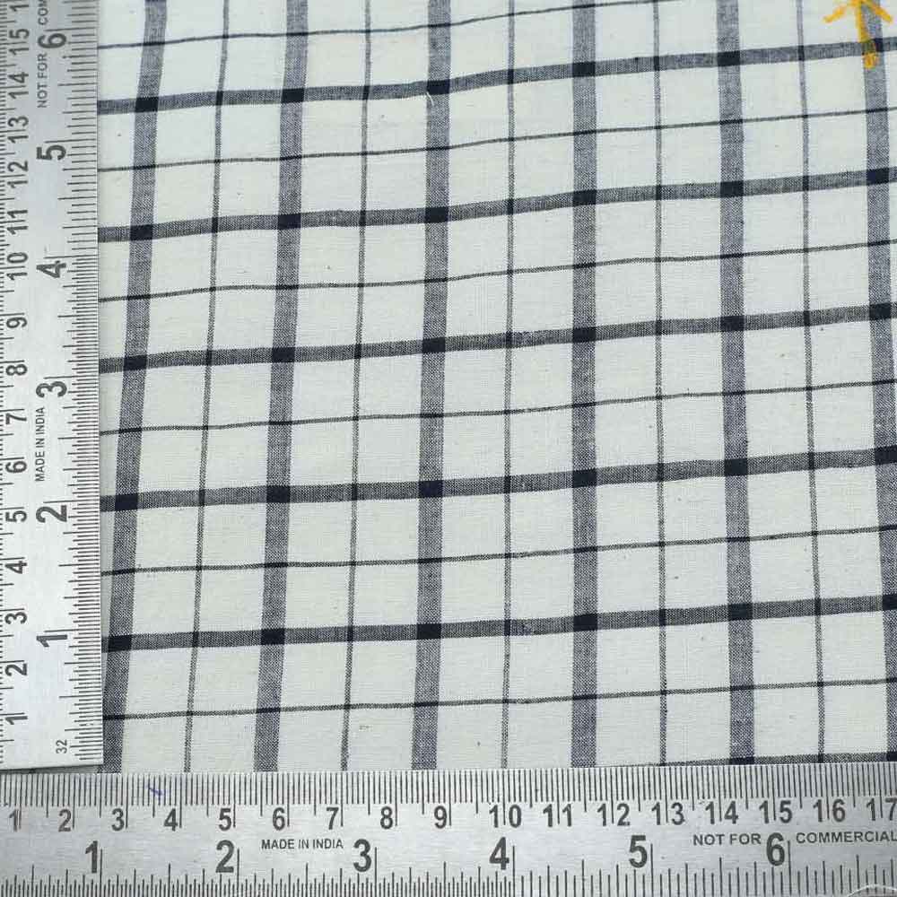 CHECK BLACK & WHITE PURE COTTON 55 GSM HANDWOVEN FABRIC